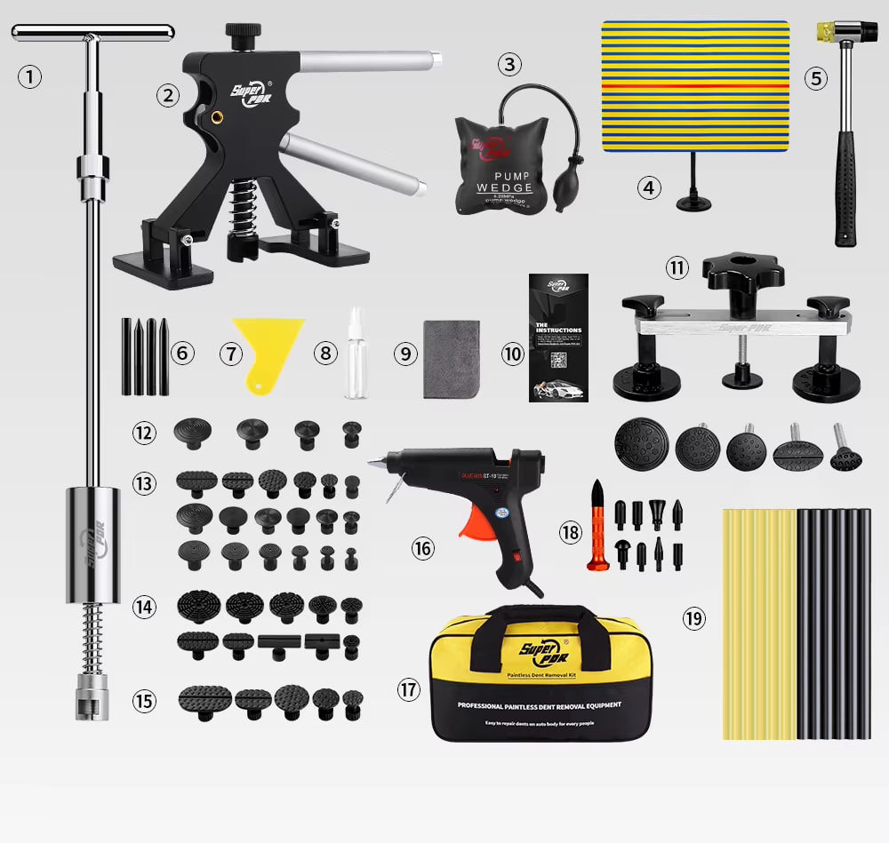 AutoStylePro™ Super PDR Car Dent Repair Tools Dent Removal kits 78 Pcs, Paintless Dent Repair Auto Body Dent Puller Kit for Car